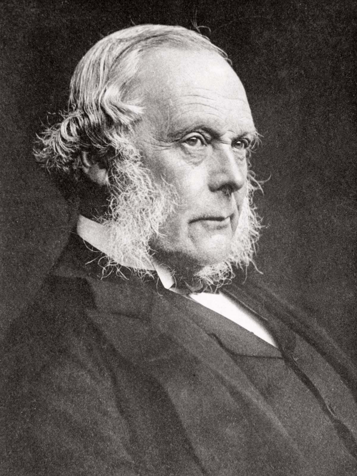 Joseph Lister, the pioneer of antiseptic surgery. A 19th-century profile portrait of the scientist who revolutionized medical hygiene